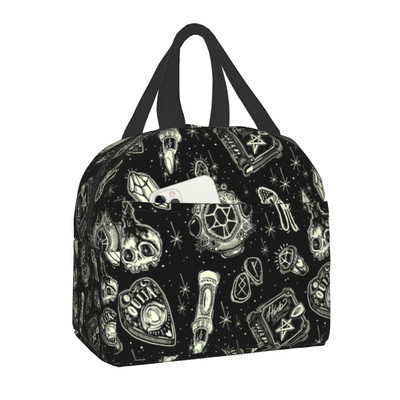 Geantă de prânz mov cu textura personalizată Witchy Things, cutie de prânz termoizolante pentru femei, pentru școală pentru copii