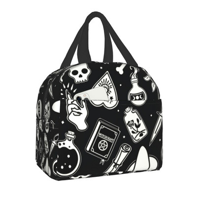 Geantă de prânz mov cu textura personalizată Witchy Things, cutie de prânz termoizolante pentru femei, pentru școală pentru copii
