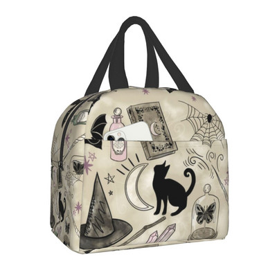 Geantă de prânz mov cu textura personalizată Witchy Things, cutie de prânz termoizolante pentru femei, pentru școală pentru copii