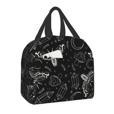 Geantă de prânz mov cu textura personalizată Witchy Things, cutie de prânz termoizolante pentru femei, pentru școală pentru copii