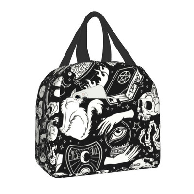 Geantă de prânz mov cu textura personalizată Witchy Things, cutie de prânz termoizolante pentru femei, pentru școală pentru copii