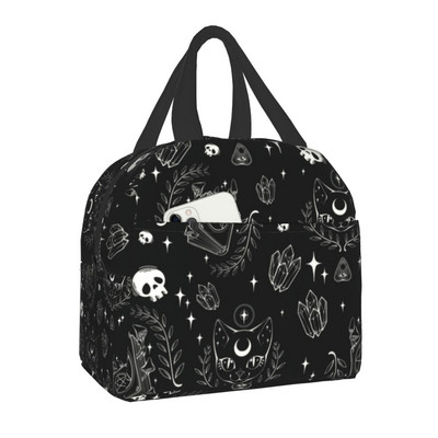 Geantă de prânz mov cu textura personalizată Witchy Things, cutie de prânz termoizolante pentru femei, pentru școală pentru copii