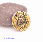 10 vnt. Antikvariniai žalvario/sidabro punk japonų kario vaiduoklio demono dirbiniai rankų darbo diržo piniginės krepšio dėklas Concho Decor atsukamas atgal