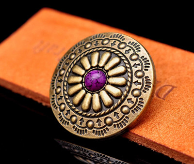 Lot 10pc 30MM starinski mjed Plemenski cvijet ugraviran tirkizno sedlo Concho za torbu remen Kožna izrada Screwback