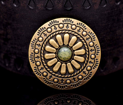 Lot 10pc 30MM starinski mjed Plemenski cvijet ugraviran tirkizno sedlo Concho za torbu remen Kožna izrada Screwback