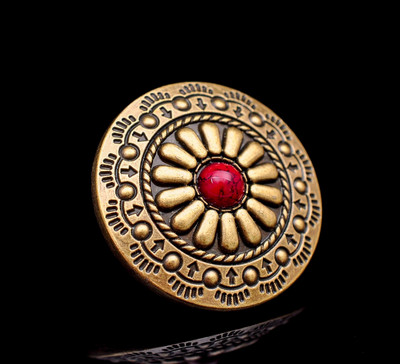 Lot 10pc 30MM starinski mjed Plemenski cvijet ugraviran tirkizno sedlo Concho za torbu remen Kožna izrada Screwback