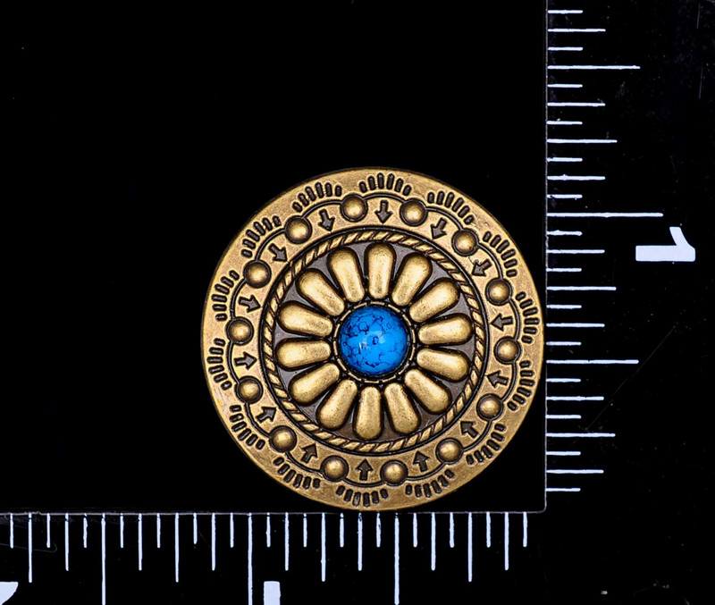 Lot 10pc 30MM starinski mjed Plemenski cvijet ugraviran tirkizno sedlo Concho za torbu remen Kožna izrada Screwback