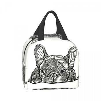 Γαλλικό μπουλντόγκ Puppy Facial Inolated Lunch Bag for Work School Frenchie Resuable Thermal Cooler Lunch Box Γυναικεία Παιδιά