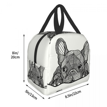 Γαλλικό μπουλντόγκ Puppy Facial Inolated Lunch Bag for Work School Frenchie Resuable Thermal Cooler Lunch Box Γυναικεία Παιδιά