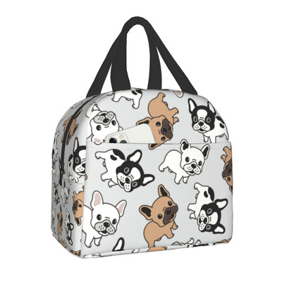 Γαλλικό μπουλντόγκ Puppy Facial Inolated Lunch Bag for Work School Frenchie Resuable Thermal Cooler Lunch Box Γυναικεία Παιδιά
