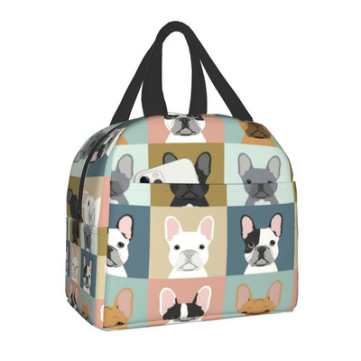 Γαλλικό μπουλντόγκ Puppy Facial Inolated Lunch Bag for Work School Frenchie Resuable Thermal Cooler Lunch Box Γυναικεία Παιδιά