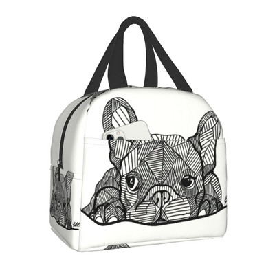 Γαλλικό μπουλντόγκ Puppy Facial Inolated Lunch Bag for Work School Frenchie Resuable Thermal Cooler Lunch Box Γυναικεία Παιδιά