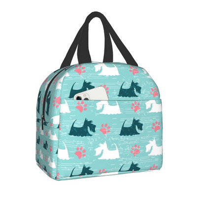 Škotijos terjerų pakartotinai naudojamos pietų dėžutės moterims daugiafunkcės drugelis Scottie Dog termo aušintuvas Maisto izoliuotas pietų krepšys