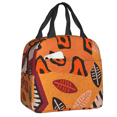 Ružičaste toplinski izolirane torbe za ručak afričkog plemena Ankara u stilu tkanine Ženske geometrijske etničke umjetnosti Prijenosna torba za ručak Kutija za hranu