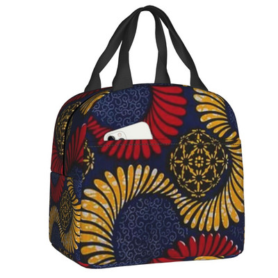 Ružičaste toplinski izolirane torbe za ručak afričkog plemena Ankara u stilu tkanine Ženske geometrijske etničke umjetnosti Prijenosna torba za ručak Kutija za hranu