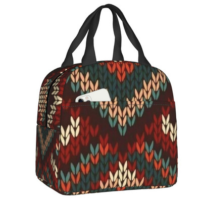 Ružičaste toplinski izolirane torbe za ručak afričkog plemena Ankara u stilu tkanine Ženske geometrijske etničke umjetnosti Prijenosna torba za ručak Kutija za hranu