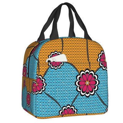 Ružičaste toplinski izolirane torbe za ručak afričkog plemena Ankara u stilu tkanine Ženske geometrijske etničke umjetnosti Prijenosna torba za ručak Kutija za hranu