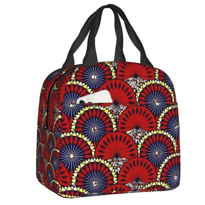Ružičaste toplinski izolirane torbe za ručak afričkog plemena Ankara u stilu tkanine Ženske geometrijske etničke umjetnosti Prijenosna torba za ručak Kutija za hranu