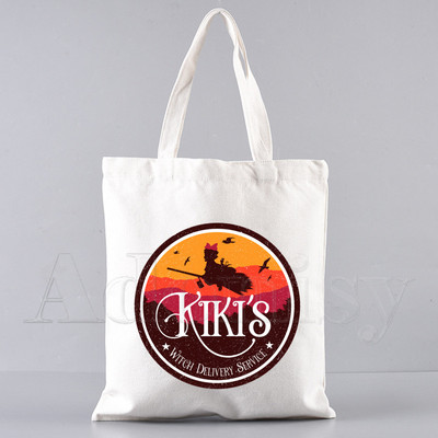 Kiki'S Kiki's pristatymo paslauga Pirkinių krepšys Shopper Eco Canvas Cotton Shopper Bolsas De Tela Bag Prekyba daugkartinio naudojimo Sacolas