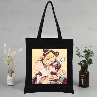 Jolyne Cujoh Black Graphic Canvas Jojo Bizarre Adventure Torba za rame Ženska Harajuku Funny Eco Stone Ocean Shopper torba