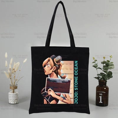 Jolyne Cujoh Black Graphic Canvas Jojo Bizarre Adventure Torba za rame Ženska Harajuku Funny Eco Stone Ocean Shopper torba