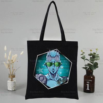 Jolyne Cujoh Black Graphic Canvas Jojo Bizarre Adventure Torba za rame Ženska Harajuku Funny Eco Stone Ocean Shopper torba