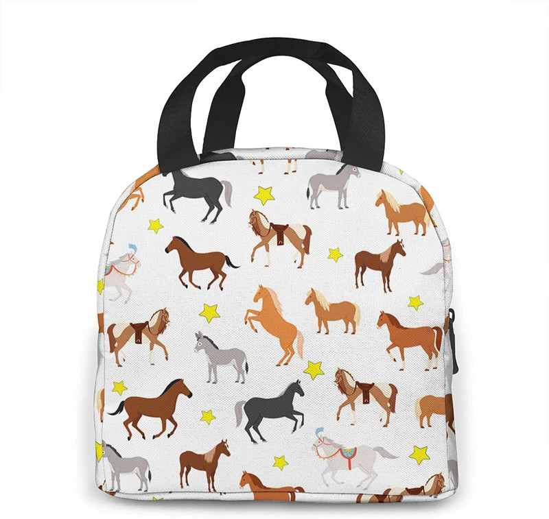 Zirgu pārnēsājama pusdienu soma sievietei ūdensnecaurlaidīga soma plecu somas mazas rokassomas, somas, iepirkšanās birojs skolas pikniks ceļojumu kempings