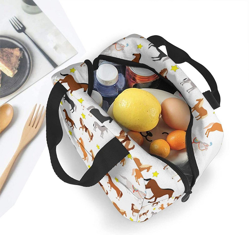 Zirgu pārnēsājama pusdienu soma sievietei ūdensnecaurlaidīga soma plecu somas mazas rokassomas, somas, iepirkšanās birojs skolas pikniks ceļojumu kempings