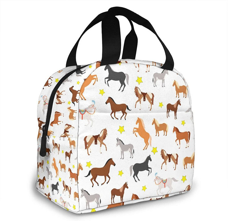 Zirgu pārnēsājama pusdienu soma sievietei ūdensnecaurlaidīga soma plecu somas mazas rokassomas, somas, iepirkšanās birojs skolas pikniks ceļojumu kempings