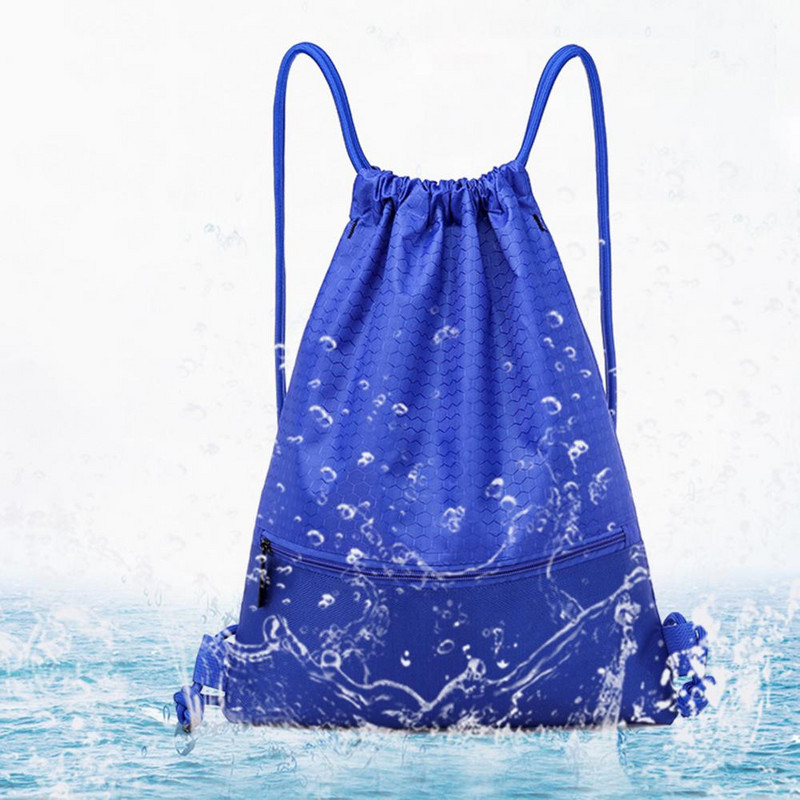 1 db nagy kapacitású nylon vízálló cipzáras húzózsinór hátizsák kültéri sport fitnesz tárolótáska vastag kötél poliészter golyós táska