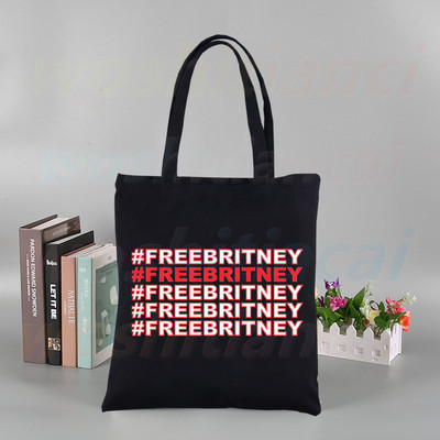 Britney Spears εκτύπωση επαναχρησιμοποιούμενης τσάντα αγορών Γυναικείες τσάντες καμβά τσάντες τσάντες εκτύπωσης οικολογικές τσάντες Cartoon Shopper τσάντες ώμου Μαύρες
