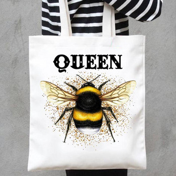 Fashion Print Shopper Bee Flower Floral Χαριτωμένο στυλ Τσάντες ώμου Καμβάς τσάντες αγορών Casual girls Γυναικεία τσάντα