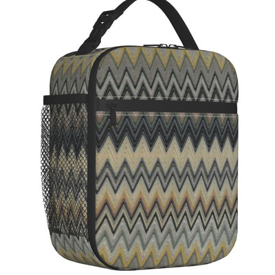 Boho vintage suvremene cik-cak izolirane torbe za ručak za žene Višebojne moderne rashladne termo Bento kutije za školu