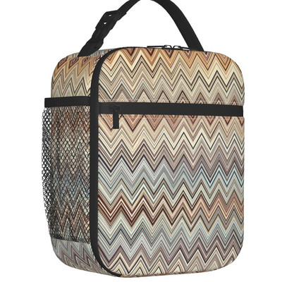 Boho vintage suvremene cik-cak izolirane torbe za ručak za žene Višebojne moderne rashladne termo Bento kutije za školu