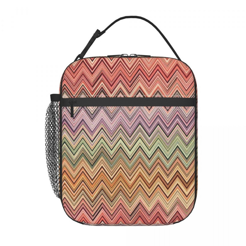 Boho vintage suvremene cik-cak izolirane torbe za ručak za žene Višebojne moderne rashladne termo Bento kutije za školu