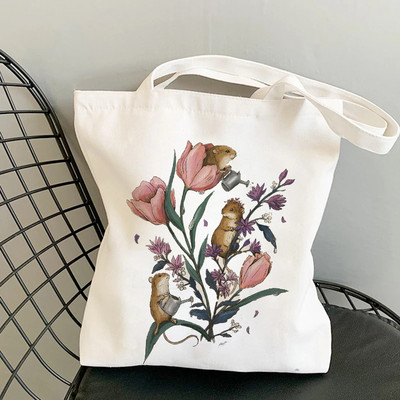 Aranyos mókus rajzfilm bevásárlótáska bevásárlótáska kézitáska nyári egyvállas vászontáska nagy kapacitású, mindenre alkalmas futártáska cu