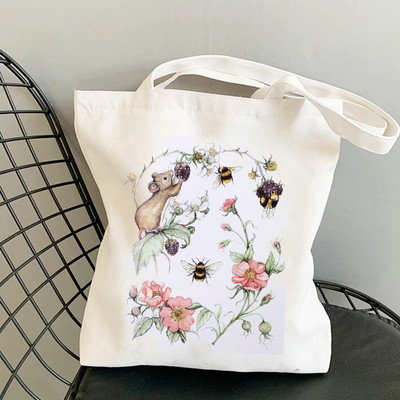 Aranyos mókus rajzfilm bevásárlótáska bevásárlótáska kézitáska nyári egyvállas vászontáska nagy kapacitású, mindenre alkalmas futártáska cu