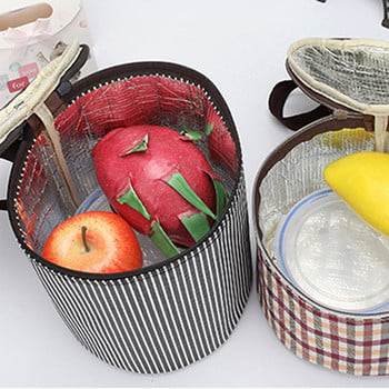 Κυλινδρική τσάντα μεσημεριανού γεύματος Φορητή θερμομονωμένη κουτί μεσημεριανού γεύματος Tote Cooler Ice Bag Στρογγυλή θήκη Bento Αδιάβροχη τσάντα αποθήκευσης τροφίμων