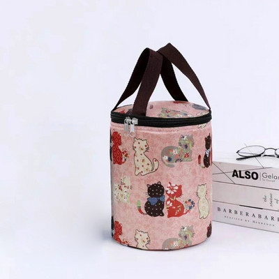 Cilindriska pusdienu soma Pārnēsājama termiski izolēta pusdienu kastīte Tote dzesētājs ledus maiss apaļš Bento maisiņš ūdensizturīgs pārtikas uzglabāšanas maisiņš