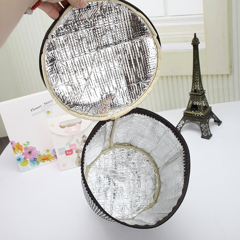 Cilindriska pusdienu soma Pārnēsājama termiski izolēta pusdienu kastīte Tote dzesētājs ledus maiss apaļš Bento maisiņš ūdensizturīgs pārtikas uzglabāšanas maisiņš