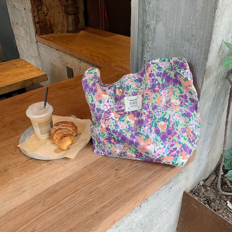 Nagy kapacitású női vékony vászon válltáska Retro virágos iskoláslány könyv hordtáskák vintage női bevásárlótáskák