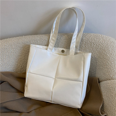 Hordozható női pamut párnázott nylon nagy kapacitású utazási kézitáska divat őszi téli egyszínű rácsos felső fogantyús táskák