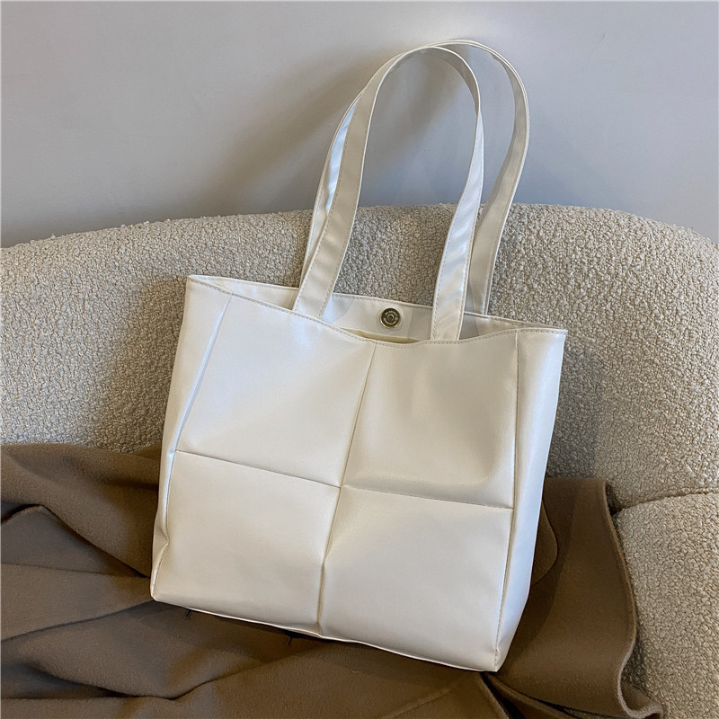 Hordozható női pamut párnázott nylon nagy kapacitású utazási kézitáska divat őszi téli egyszínű rácsos felső fogantyús táskák