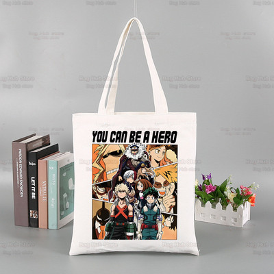 My Hero Academia Handbags υφασμάτινη τσάντα καμβά Midoriya Izuku Tote Bag Shopping Travel Eco επαναχρησιμοποιήσιμες τσάντες ώμου Bakugou Anime Shopper