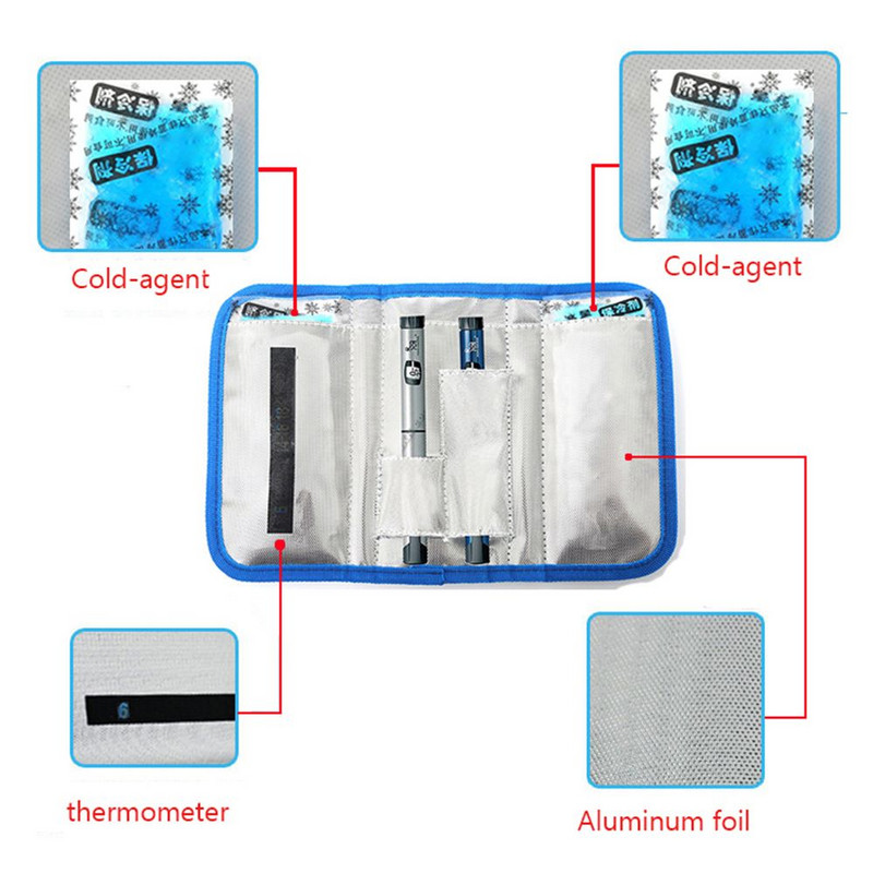 Diabeedi taskupilli kaitsja veekindel Oxfordi insuliini jahutuskott ilma geelita Medicla Cooleri soojusisolatsiooniga reisikohver