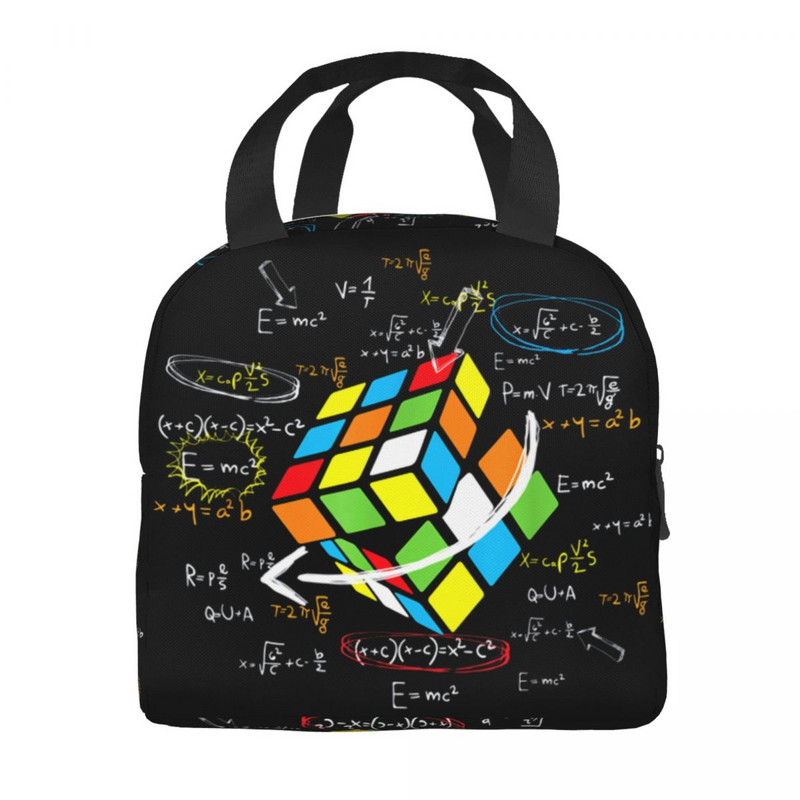 Matemātikas Rubiks Rubiks Rubiks Player Cube Matemātikas mīļotāju pārnēsājama pusdienu kaste sievietēm daudzfunkcionāls dzesētājs, termoizolēts pusdienu maisiņš