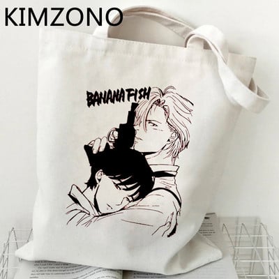 Nákupná taška Banana Fish, nákupná taška na potraviny, opakovane použiteľná, taška na nákupy, taška Sacola Tote, recyklovateľná tkaná taška