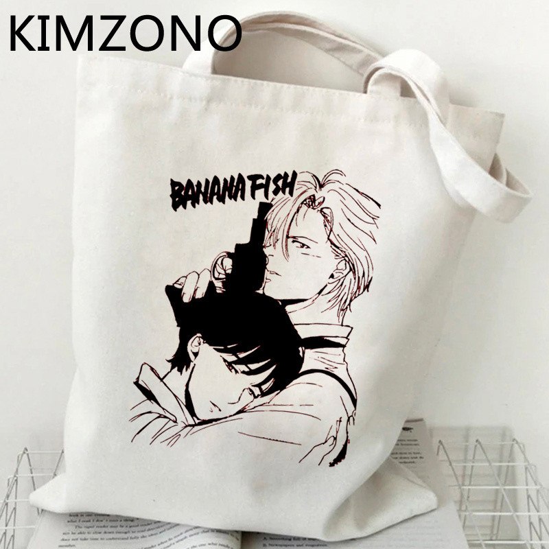 Nákupná taška Banana Fish, nákupná taška na potraviny, opakovane použiteľná, taška na nákupy, taška Sacola Tote, recyklovateľná tkaná taška