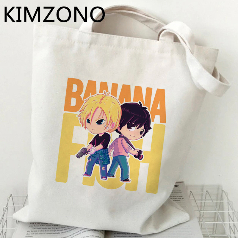 Nákupná taška Banana Fish, nákupná taška na potraviny, opakovane použiteľná, taška na nákupy, taška Sacola Tote, recyklovateľná tkaná taška