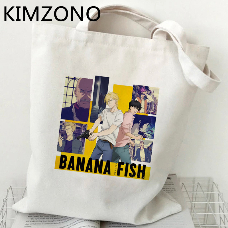 Nákupná taška Banana Fish, nákupná taška na potraviny, opakovane použiteľná, taška na nákupy, taška Sacola Tote, recyklovateľná tkaná taška